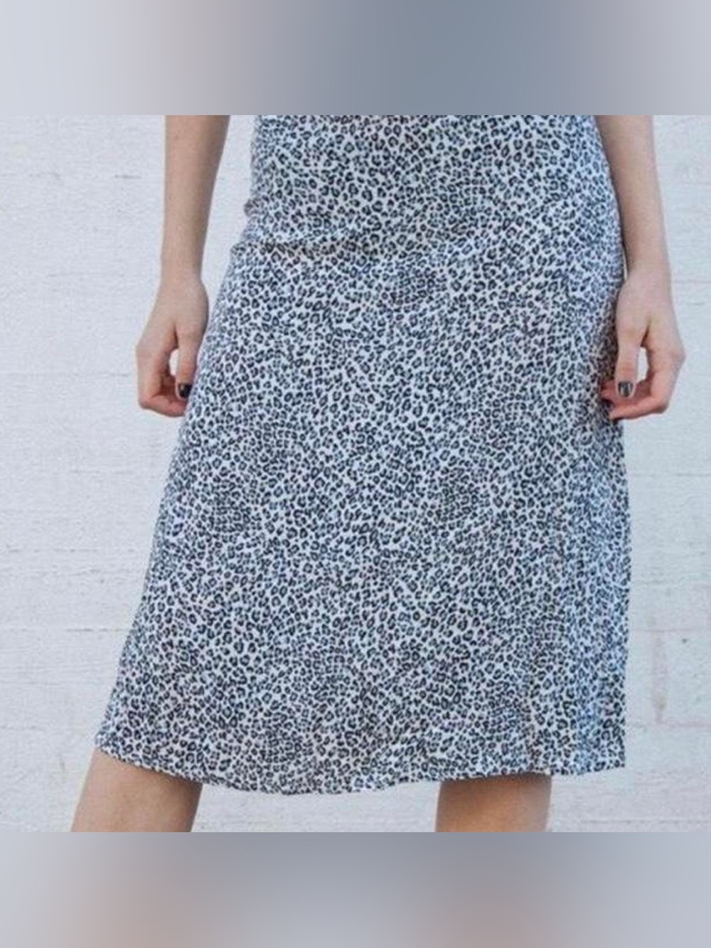 Brandy Melville Black & White Leopard Midi Skirt